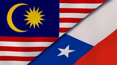 Two states flags of malaysia and chile high quality business background 3d illustration