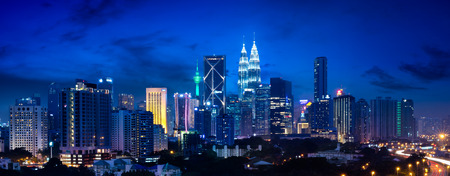 Kuala lumpur skyline at night malaysia Stock Photo